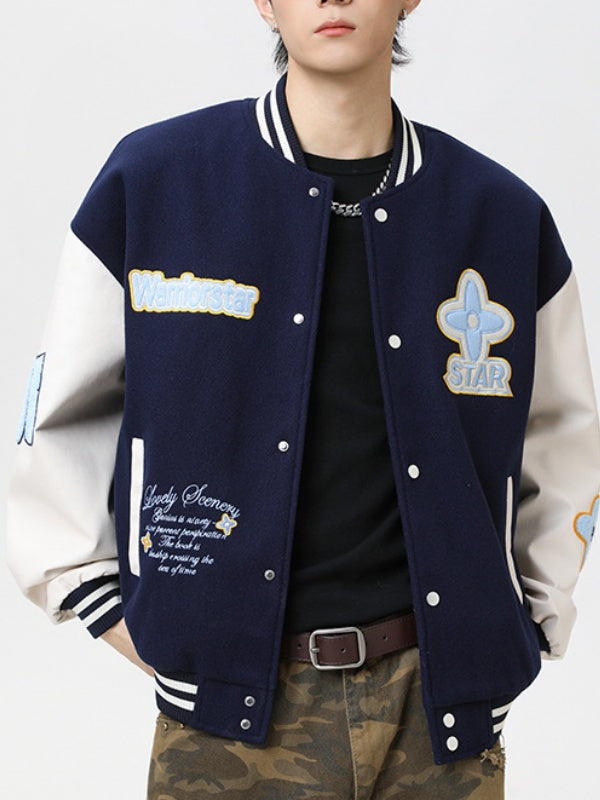Preppy Color-Block Baseball Jacket